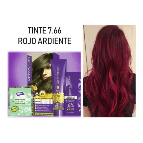 TINTE KERATON RUBIO ARDIENTE 7.66 - Imagen 2
